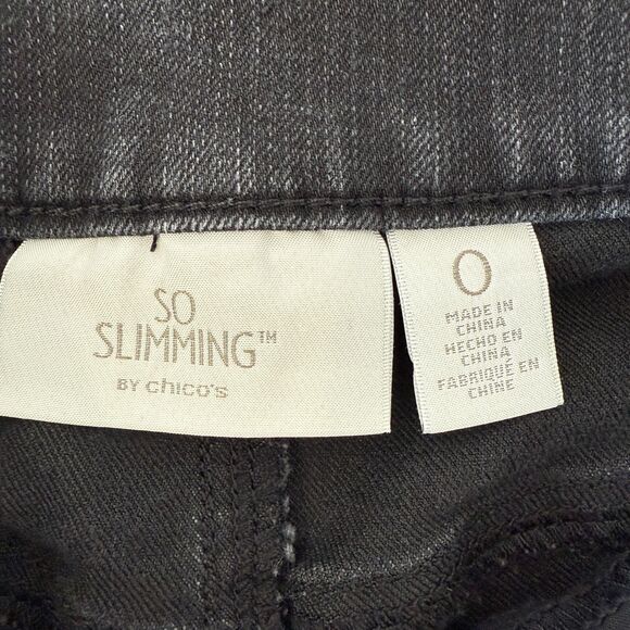 Chico's So Slimming Women's Pull On Skinny Jeans Black Denim Size S - 4 (0) - Picture 3 of 10